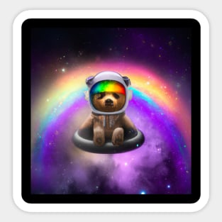 Space Rainbow Teddy Bear Astronaut Sticker